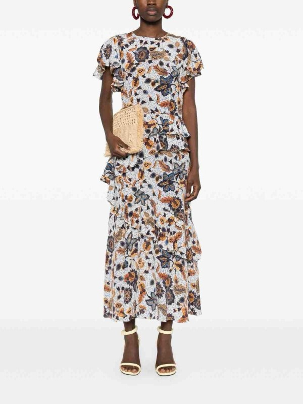 Ulla Johnson Amaia Dress Size 2 100% Silk Floral Midi Luxury
